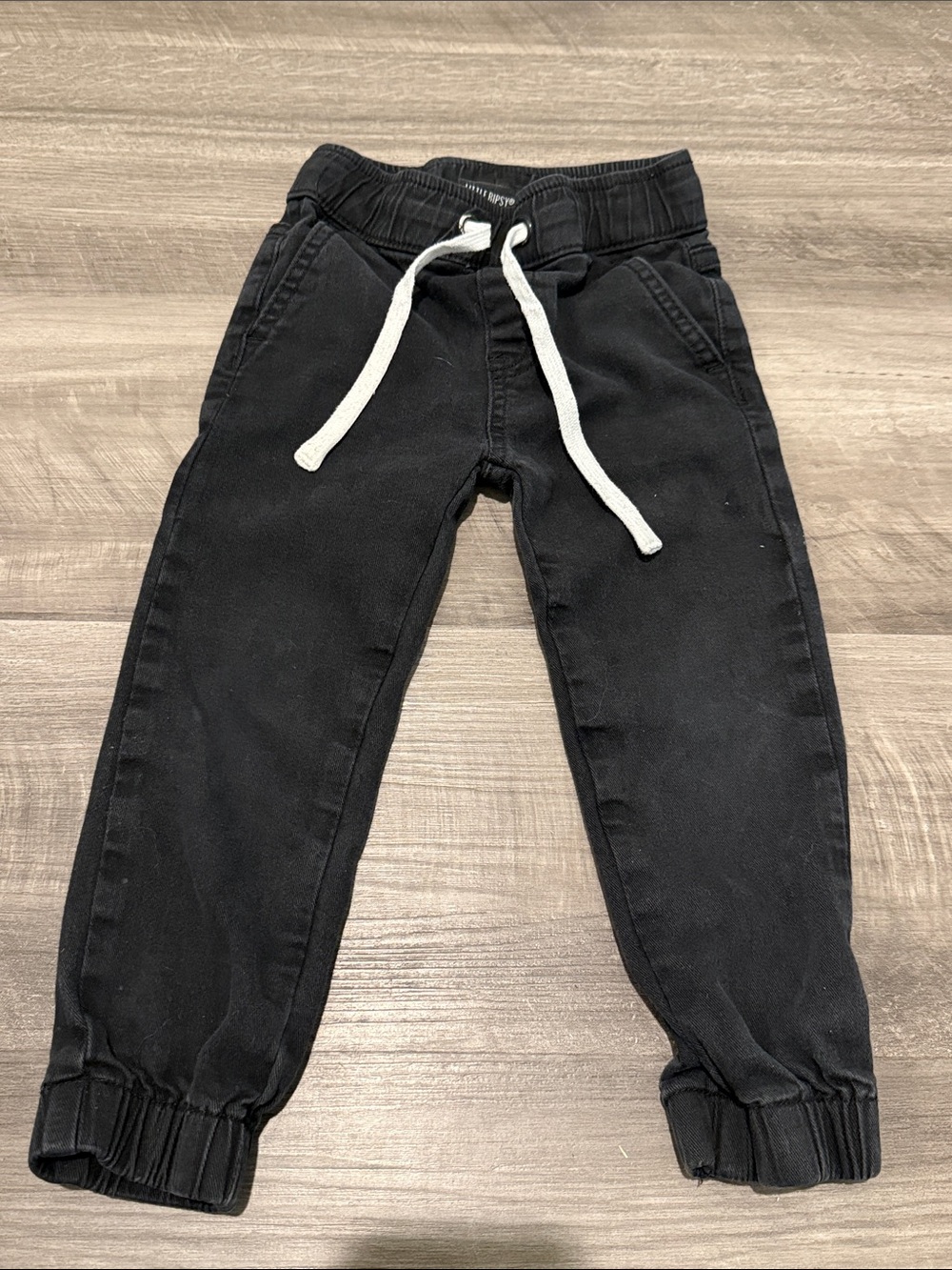 Little Bipsy Black Jogger Pants with White Drawstring